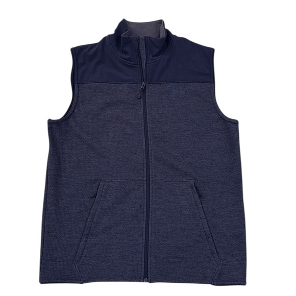 New Under Armour UA Specialist Vest Black/Gray Fleece Zip Up Zip Pockets Large - Picture 2 of 16